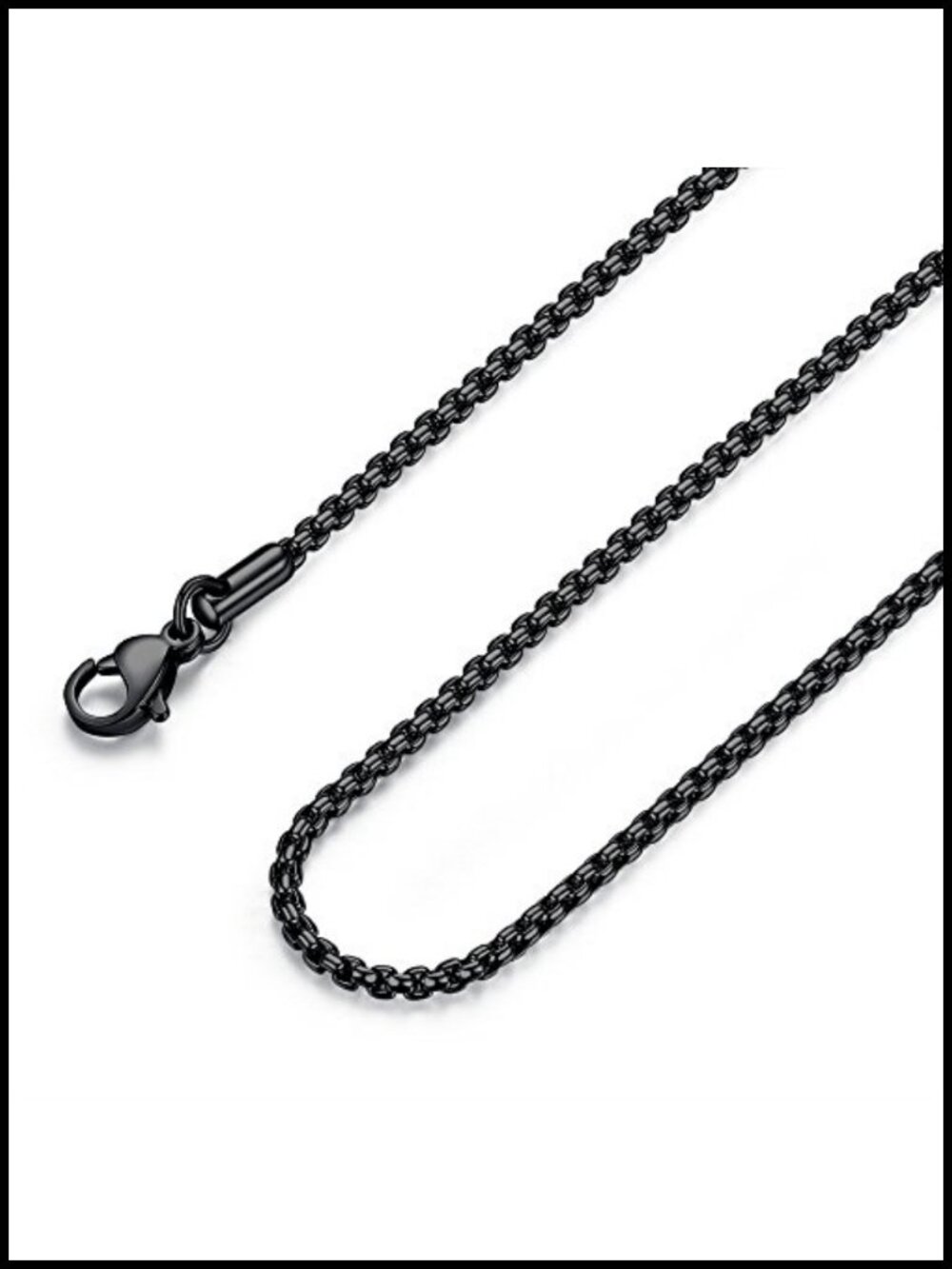 FOSIR Stainless Steel Rolo Chain Necklace 24in Round Box Links